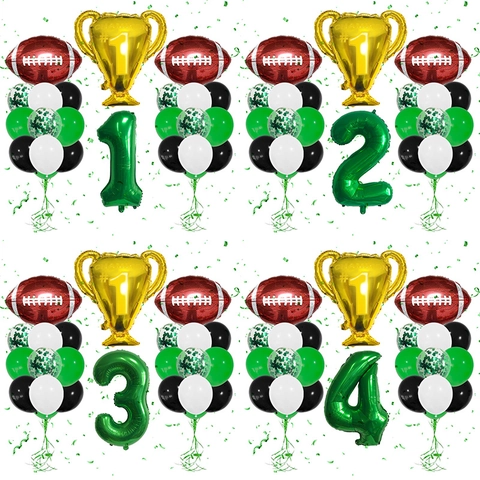 Football Ballon Champion Trophäe Nummer Dekoration Geburtstag Party Sport Feier Aluminiumfolie Latex