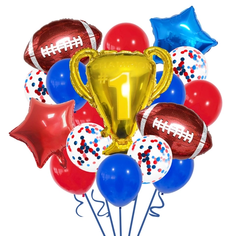Football Champion Trophäe Ballons Aluminiumfolie Und Latex Super Bowl Sport Thema Party Dekoration Stern Konfetti Requisiten