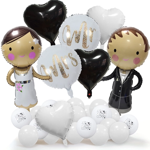 Ballon Décoration Mariage Aluminium Et Latex Mariée Marié Coeur Imprimé Mr Mrs Just Married Enterrement Vie Jeune Fille