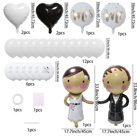 Ballon Décoration Mariage Aluminium Et Latex Mariée Marié Coeur Imprimé Mr Mrs Just Married Enterrement Vie Jeune Fille