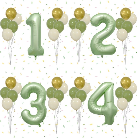 Σετ Μπαλόνια Sage Green Olive Gold Μεγάλος Αριθμός Μπαλόνια Λατέξ και Αλουμινίου για Διακόσμηση Πάρτι Γενεθλίων Γάμου Επετείου