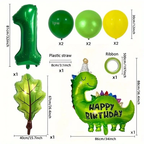 Dinosaurier Dschungel Thema Geburtstag Party Dekoration Aluminiumfolie Latex Ballons Tier Blatt Nummer Muster Kinder Dekor