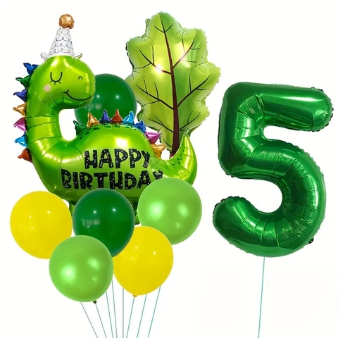 Dinosaurier Dschungel Thema Geburtstag Party Dekoration Aluminiumfolie Latex Ballons Tier Blatt Nummer Muster Kinder Dekor