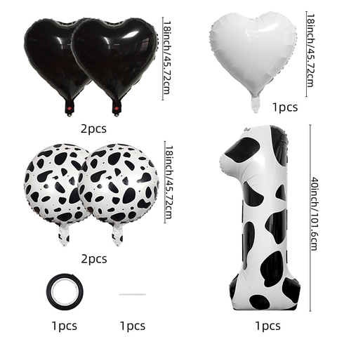 Palloncini In Pellicola Di Alluminio Con Stampa Mucca Per Festa Di Compleanno Per Bambini Decorazione Tema Animale Forme Numero Cuore Tondo