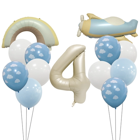 Palloncino Compleanno Tema Aereo Opaco Alluminio Lattice Arcobaleno Nuvola Decorazione Festa Bambini