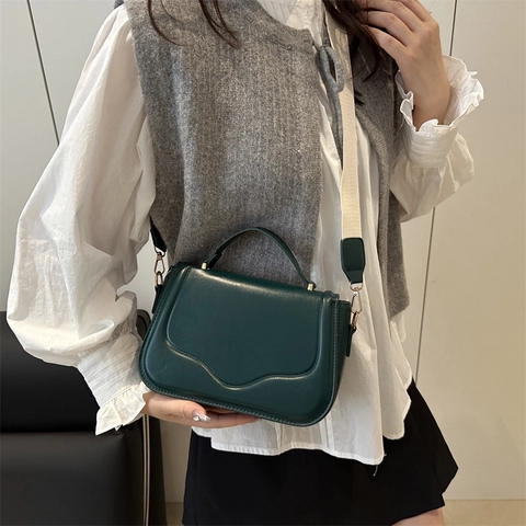Borsa a Tracolla Quadrata in Pelle PU Minimalista da Donna Piccola Borsa a Tracolla di Moda Con Dettaglio Cuciture Borsa Casual