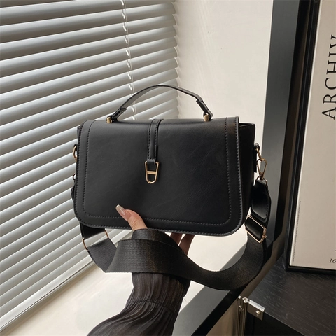 Elegante Borsa a Tracolla da Donna in Pelle PU Con Tracolla Larga Regolabile Hardware Dorato Borsa a Mano Per Ufficio