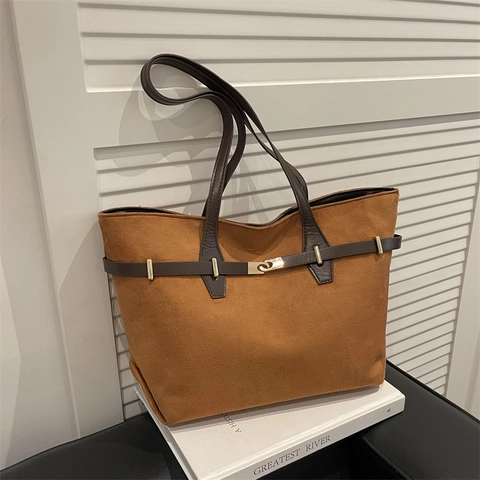 Vintage Tote Tasche Große Kapazität Matte Wildleder Schulterhandtasche Für Frauen Urban Mode Leopard Schwarz Braun