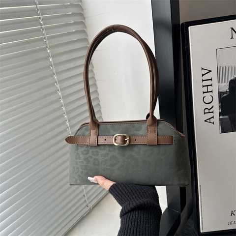 Retro Schultertasche Mit Leopardenmuster PU Vintage Handtasche Lässig Achselhöhle Tasche Für Büro Alltag Damen Zubehör