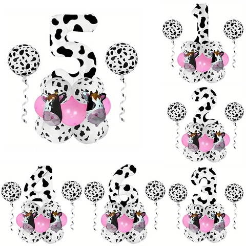 Palloncini Di Compleanno Con Stampa Mucca Alluminio Lattice Decorazioni Per Feste A Tema Fattoria Bambini Decorazione Testa Di Animale
