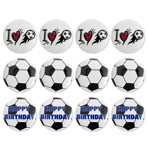 Spille Calcio In Latta Distintivi Buon Compleanno Decorazioni Festa Sportiva Regali Celebrazione Rotondi