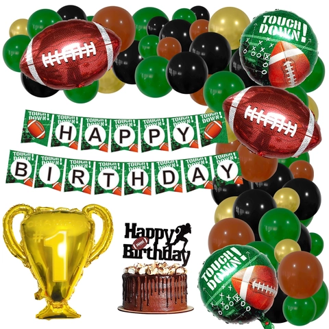 Decorazioni Festa Compleanno Football Américano Arco Palloncini Ghirlanda Alluminio Lattice Striscione Topper Torta Sport