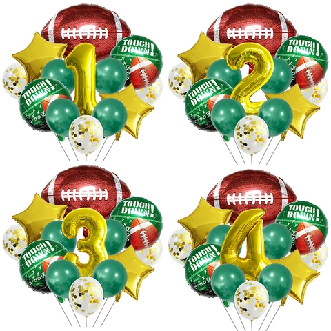 Amerikanischer Football Party Ballon Dekoration Super Bowl Geburtstag Gold Nummer Aluminiumfolie Stern Latex Ballons Feier