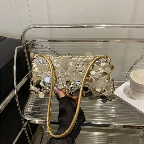 Borsa Sottobraccio Donna con Paillettes Scintillanti Elegante Borsa da Sera Glitterata Borsetta da Party per Matrimonio Accessorio Moda
