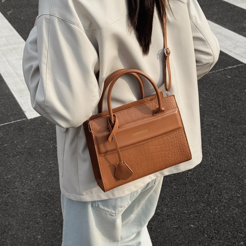 Dames Krokodillenpatroon PU Leer Handtas Stijlvolle Crossbody Tas Met Reliëf Met Schouderriem Voor Dagelijks Woon-werkverkeer Kantoor Streetwear