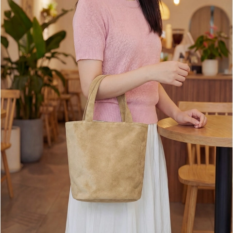 Minimalistische Wildleder Tote Handtasche Große Kapazität Retro Matte Finish Eimer Stil Für Frauen Täglich Campus Winter