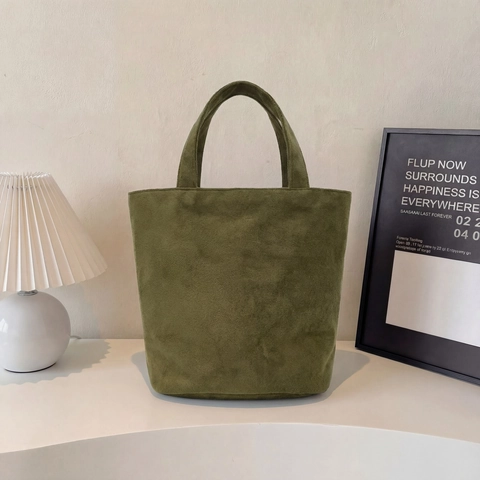 Minimalistische Wildleder Tote Handtasche Große Kapazität Retro Matte Finish Eimer Stil Für Frauen Täglich Campus Winter