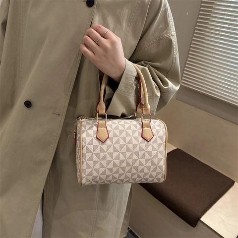 Geometrisches Dreieck Muster Boston Tasche Kunstleder Handtasche Mit Griff Und Abnehmbarem Gurt Für Damen