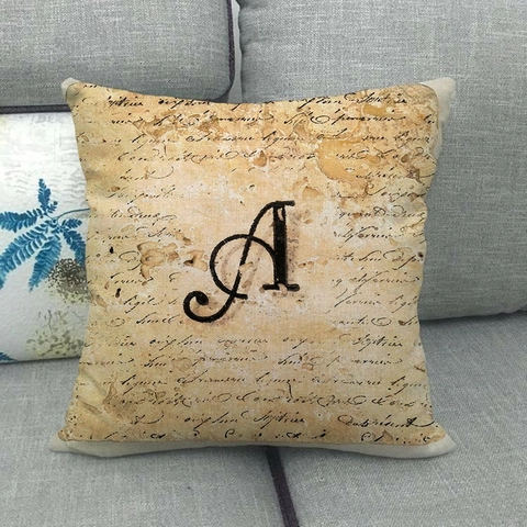 Vintage Alphabet Großbuchstabe Leinen Kissenbezug Retro Skript Hintergrund Industriestil Dekofall