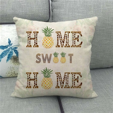 Funda De Cojín Decorativa De Lino Funda De Almohada Cuadrada Estampado Letras Home Family Para Sofá Decoración Granja