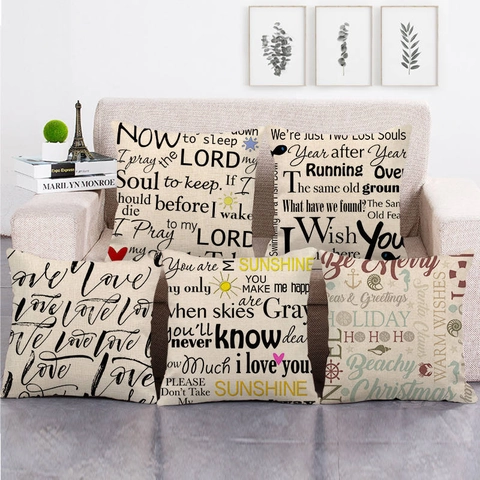 Funda De Cojín Decorativa Lino Cuadrada Frases Inspiradoras Inglés Para Sofá Salón Decoración Moderno