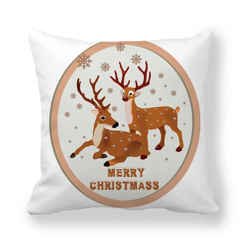 Christmas Peach Skin Polyester Throw Pillowcase Decorative Square Cushion Cover For Sofa Holiday Party Home Decor