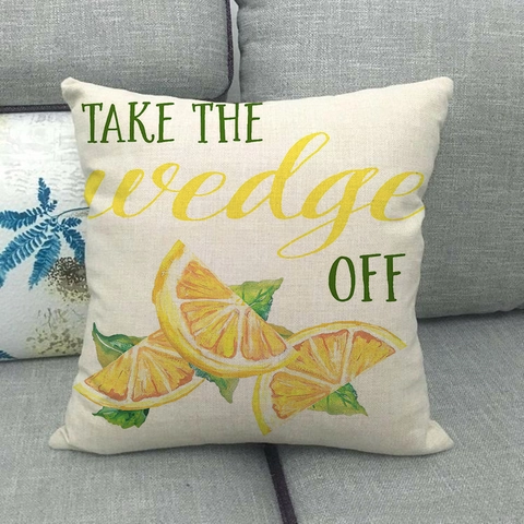 Fodera per Cuscino in Lino Moderna Minimalista Frutta Limone Federa Decorativa Quadrata per Divano Soggiorno Casa