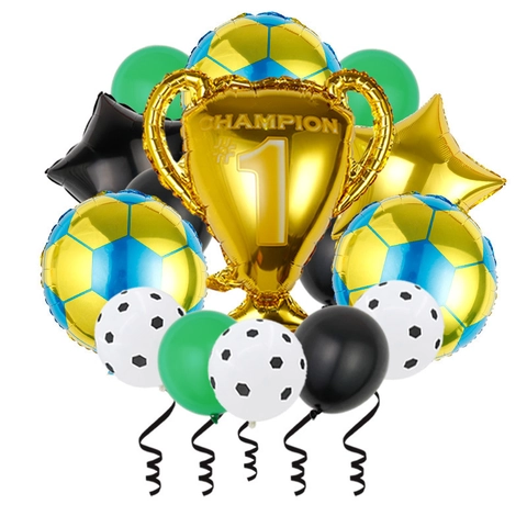 Fußball Geburtstag Party Ballon Dekoration Aluminiumfolie Trophäe Sterne Latex Ballons Sport Thema Feier Kollektion