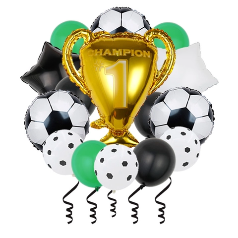 Fußball Geburtstag Party Ballon Dekoration Aluminiumfolie Trophäe Sterne Latex Ballons Sport Thema Feier Kollektion