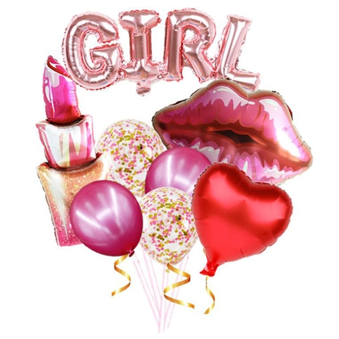 Valentijnsdag Ballon Decoratie Set Aluminiumfolie Lippenstift Lippen Hartvorm Latex Ballonnen Voor Bruiloft Verjaardagsfeest Decor