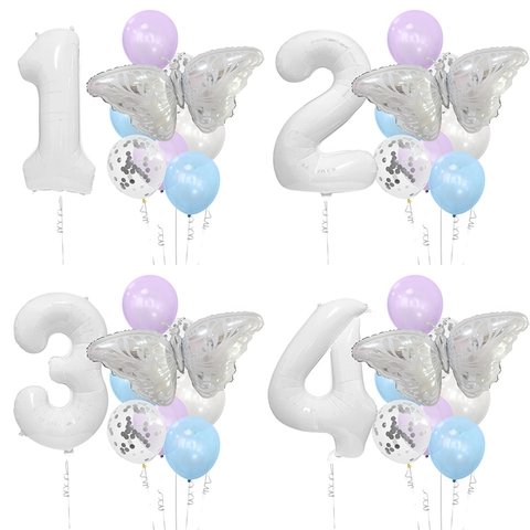 Butterfly Digital Balloon Foil And Latex Sequin Birthday Party Decoration Macaron Color Dreamy Celebration
