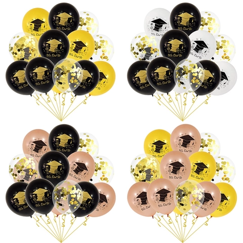 Graduation Balloons Latex Confetti Balloon Graduation Cap Pattern Graduation Party Decorations Celebrations Printed Balloons