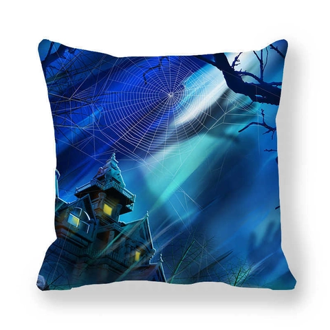 Funda De Cojín De Halloween Terciopelo Piel De Melocotón Funda De Almohada Decorativa Calabaza Bruja Murciélago Para Sofá