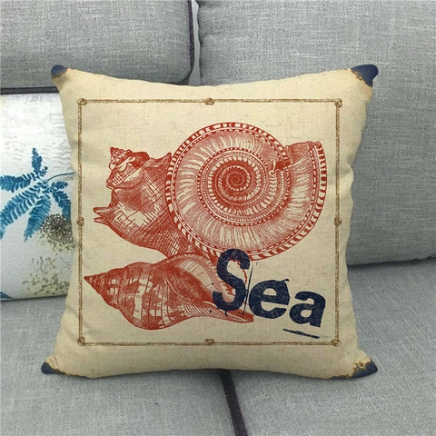 Housse De Coussin Nautique Lin Vintage Ancre Bateau Marine Décoratif Carré Taie D'oreiller Pour Canapé Maison