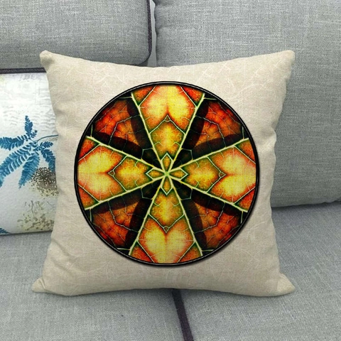 Geometrisch Mandala Patroon Linnen Kussenhoes Zonnebloem Print Vierkant Sofa Decoratie Boho Stijl