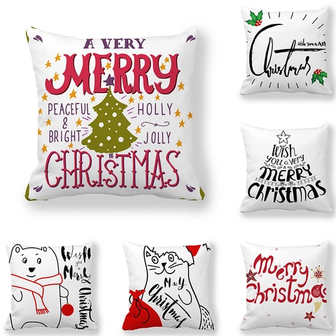 Weihnachten Dekorativer Kissenbezug Polyester Pfirsichhaut Samt Quadratisch Merry Christmas Brief Tierdruck Kissenhülle