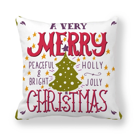 Christmas Pillow Cover Peach Skin Fabric Throw Cushion Cover Santa Reindeer Polar Bear Printed Decorative Square Case