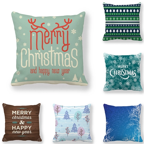 Christmas Peach Skin Velvet Pillowcase Merry Christmas Snowflake Reindeer Pattern Decorative Cushion Cover For Home Sofa Decor