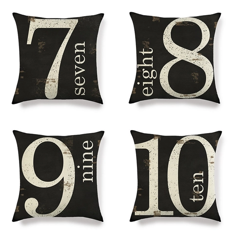 Minimalistisch Linnen Vierkant Kussensloop Vintage Industrieel Nummer Letter Print Kussenhoes Voor Woonkamer Huis Decor