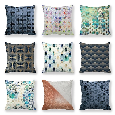 Dekorativer Kissenbezug Pfirsichhaut Samt Quadratisch Abstrakt Geometrisch Floral Druck Kissenhülle Für Sofa Wohndeko