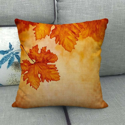 Autumn Fall Leaves Linen Pillow Case Cushion Cover Decorative Pumpkin Gnome Thanksgiving Print Throw Pillowcase For Home Sofa