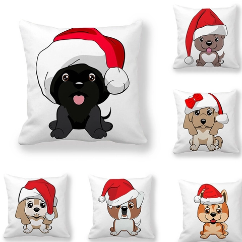Quadratischer Kissenbezug Weihnachtshund Muster Pfirsichhaut Samt Deko Wurfkissenbezug Für Sofa Zuhause Schlafzimmer Urlaub Dekor