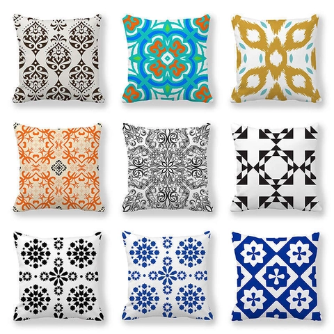 Fodera Per Cuscino Geometrica Tessuto Pelle Di Pesca Decorativa Per Divano Casa Mandala Stile Bohémien Quadrata