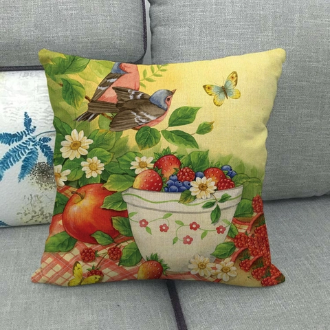 Erntedankfest Kürbis Sonnenblume Leinen Kissenbezug Herbst Ahornblatt Vogel Quadratisch Kissenhülle Für Sofa Haus Dekoration