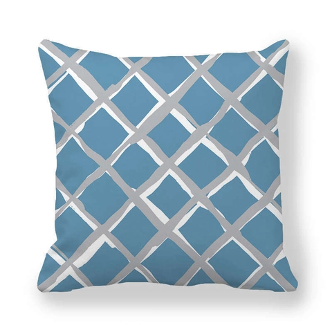 Geometrisches Gitter Muster Dekorativer Kissenbezug Pfirsichhaut Stoff Quadratischer Kissenhülle Handgemalter Moderner Stil