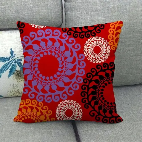 Mandala Geometric Pattern Linen Cushion Cover Square Throw Pillowcase Bohemian Ethnic Retro Home Sofa Decor