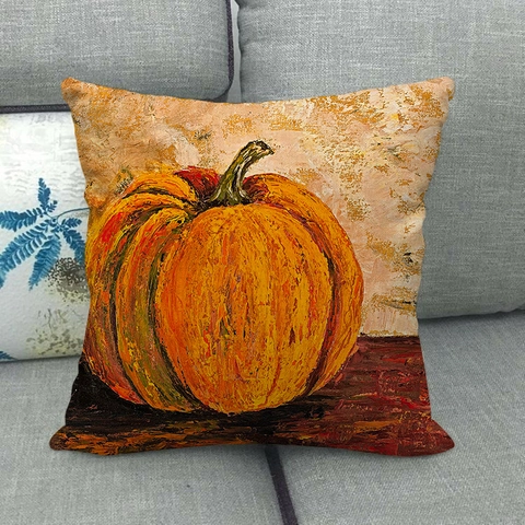 Federa Per Cuscino In Lino Zucca Tacchino Autunno Halloween Ringraziamento Decorativo Per Divano Letto