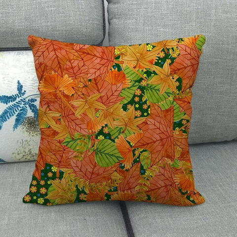 Herbst Kissenbezug Leinen Ahornblatt Kürbis Druck Thanksgiving Dekorativer Kissenhülle Für Sofa Couch