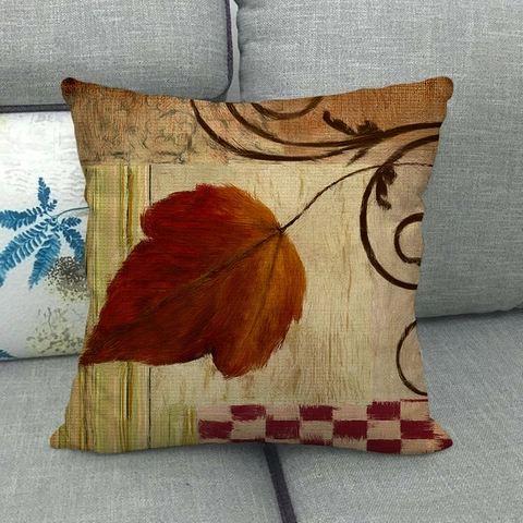 Federa Per Cuscino Decorativa Autunnale Ringraziamento Lino Stampa Foglia Di Acero Zucca Decorazione Divano