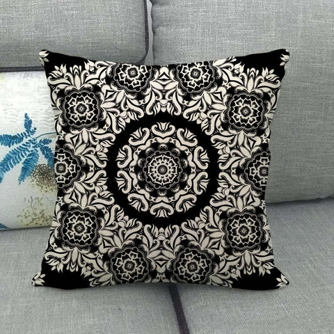 Funda De Cojín Decorativa De Lino Patrón Geométrico Mandala Funda Para Sofá Decoración Hogar Oficina Estilo Bohemio Cuadrado
